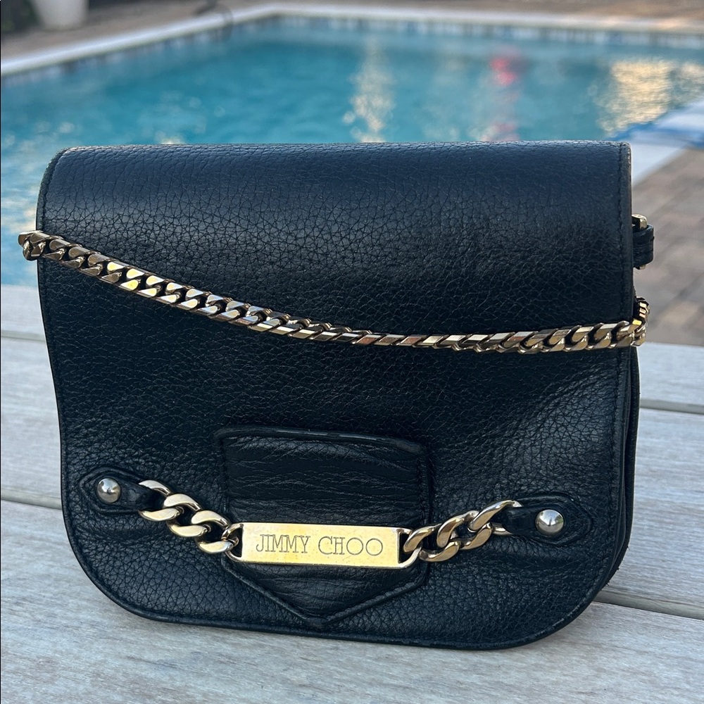 Jimmy Choo Shadow Leather Crossbody Bag with Authentic  chain